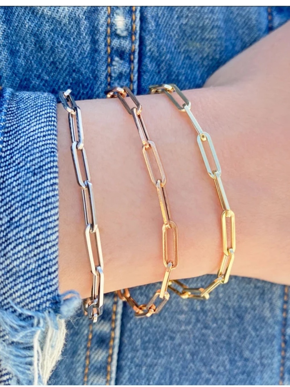 Babygold 14K Gold Paperclip Chain Bracelet - Picture 2 of 8